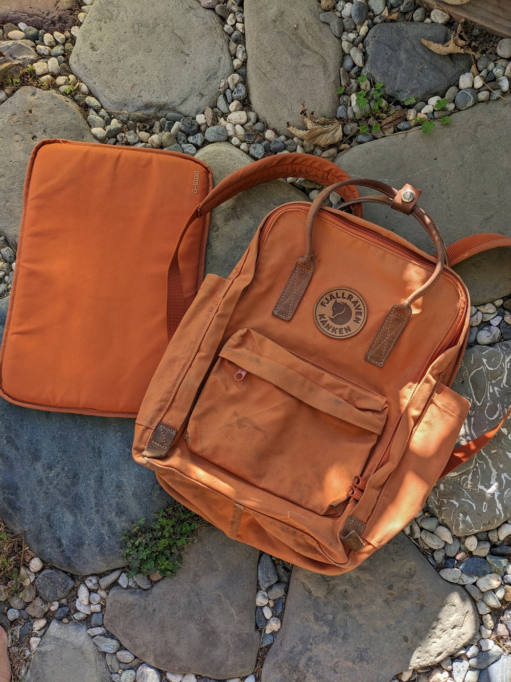 Fjallraven Kånken 15" Laptop Backpack No2 in Orange with Leather Accents